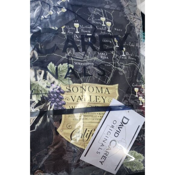 David Carey Size L Vintage Sonoma Valley Winery Map Print Button-Up Shirt 100% C - Picture 4 of 7